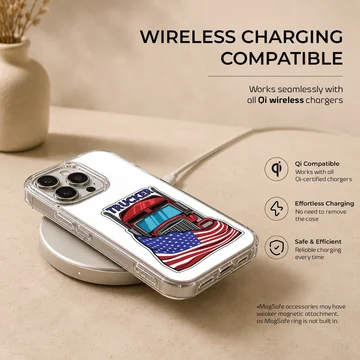 American truck with flag design on phone case — Charging