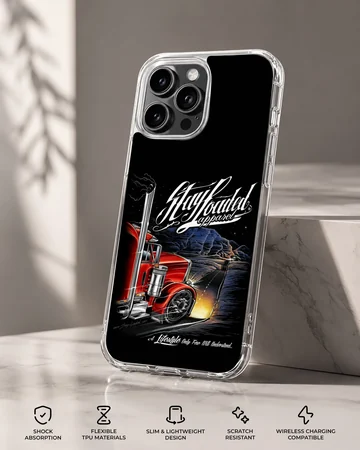 American truck design on a phone case featuring a bold illustration. — Specs