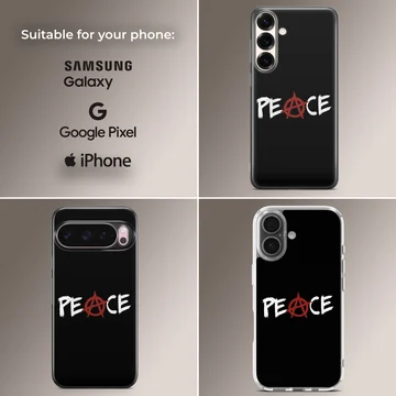 Anarchy themed phone case with bold peace design — Collage