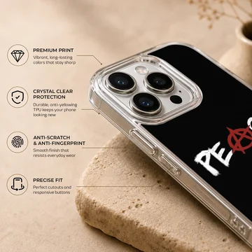Anarchy themed phone case with bold peace design — Info