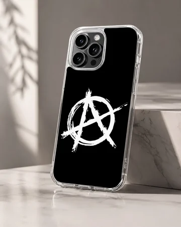 Anarchy symbol on black background phone case — Hero