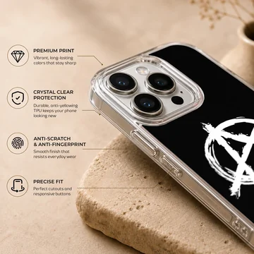 Anarchy symbol on black background phone case — Info