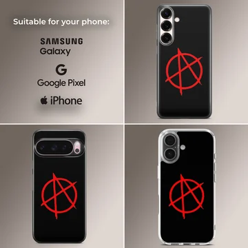 Anarchy symbol in red on black background phone case — Collage