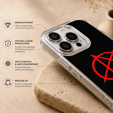 Anarchy symbol in red on black background phone case — Info