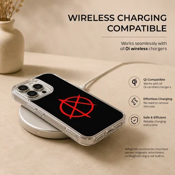 Anarchy symbol in red on black background phone case — Charging
