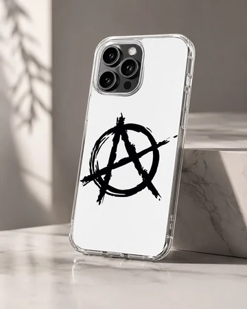 Black anarchy symbol on white background phone case — Hero