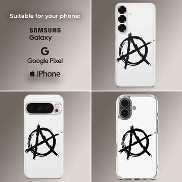 Black anarchy symbol on white background phone case — Collage