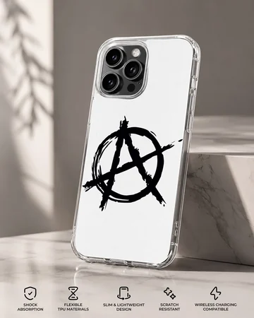 Black anarchy symbol on white background phone case — Specs