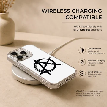 Black anarchy symbol on white background phone case — Charging