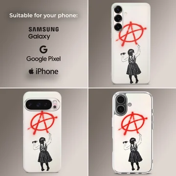 Anarchy graffiti design with girl on phone case — Collage