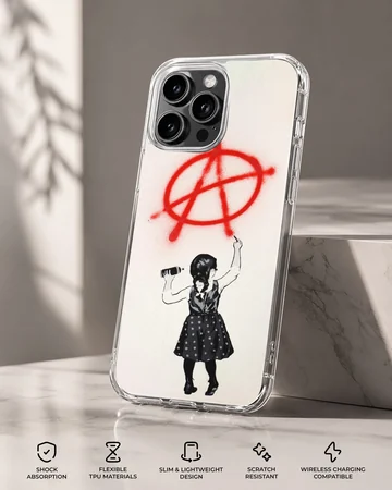 Anarchy graffiti design with girl on phone case — Specs