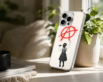 Anarchy graffiti design with girl on phone case — Lifestyle