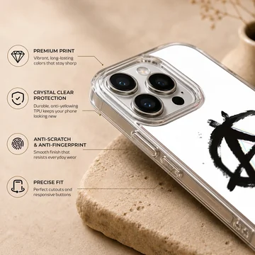 Anarchy symbol in bold graffiti style on phone case. — Info