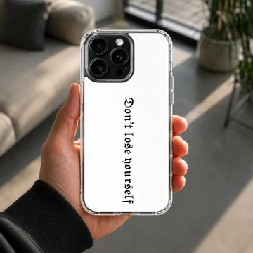 Phone case with ancient font text reading 'Don't lose yourself' — Lifestyle
