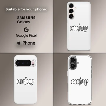 Phone case with 'Enjoy' in ancient font style — Collage