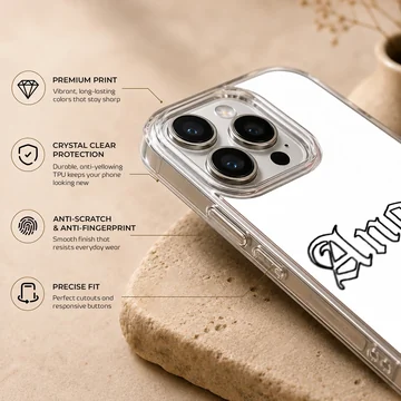 Phone case with 'Angel' design in ancient font texts — Info