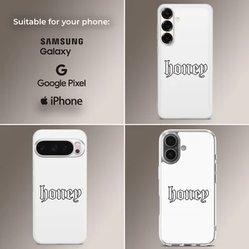 Ancient Font Texts phone case with bold typography design — Collage