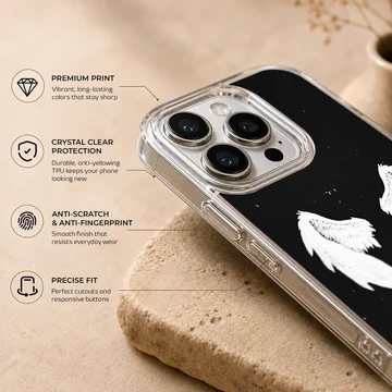 Digital illustration of angel wings phone case — Info