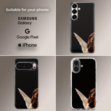 Photographic angel design on black phone case — Collage