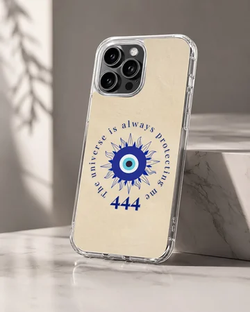 Angel-themed phone case with protection quote and minimal design. — Hero