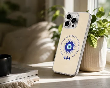 Angel-themed phone case with protection quote and minimal design. — Lifestyle