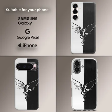 Angel artwork on a black and white phone case — Collage