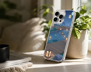 Anime background with serene night view, phone case — Lifestyle