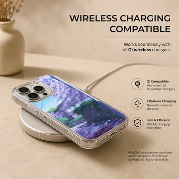 Serene anime street scene with cherry blossoms phone case — Charging