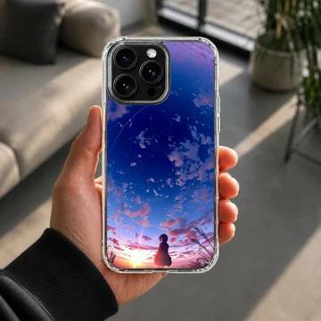Anime background with serene sunset scene on phone case — Lifestyle