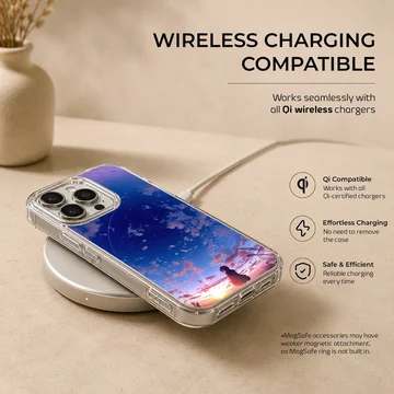 Anime background with serene sunset scene on phone case — Charging