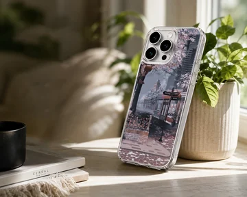 Anime background featuring a nostalgic city scene on the phone case — Lifestyle
