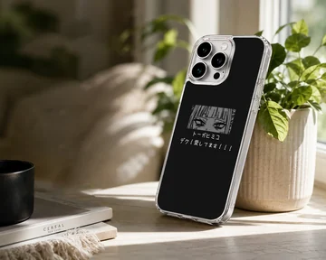 Phone case featuring edgy anime faces and bold typography. — Lifestyle