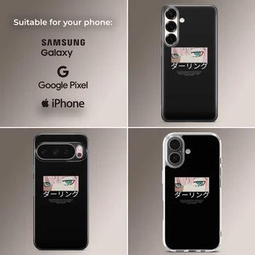 Anime Faces with bold typography on phone case — Collage