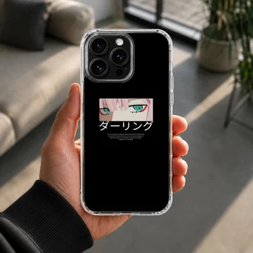 Anime Faces with bold typography on phone case — Lifestyle