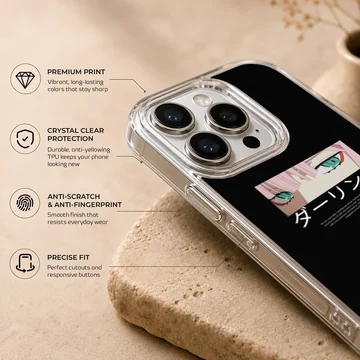 Anime Faces with bold typography on phone case — Info