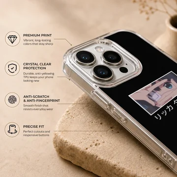 Anime faces artwork with bold character design on phone case — Info