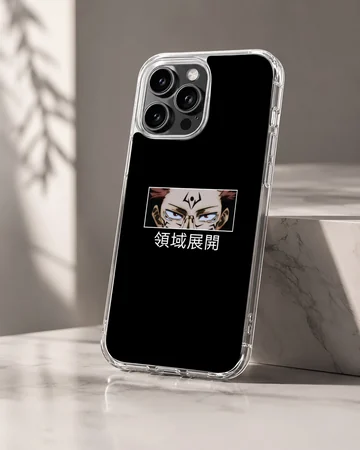 Anime faces with cool expressions on a black phone case — Hero