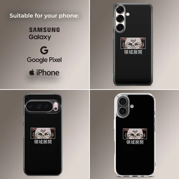 Anime faces with cool expressions on a black phone case — Collage