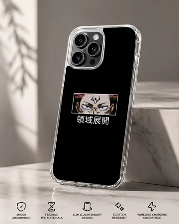 Anime faces with cool expressions on a black phone case — Specs