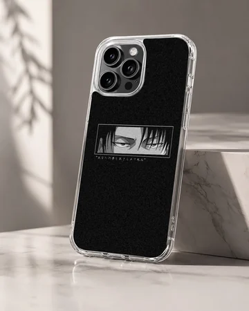 Edgy anime faces with intense expression on phone case — Hero