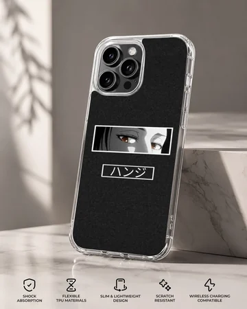 Anime faces design with bold eye, black background phone case — Specs