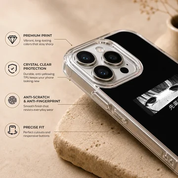 Anime faces black and white illustration phone case — Info