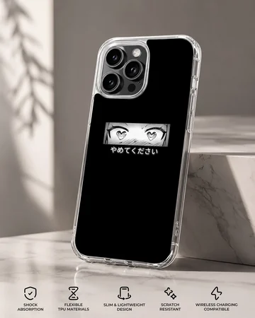 Anime faces design with minimal typography on phone case — Specs