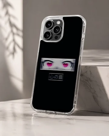 Edgy anime faces with minimalist typography on phone case — Hero