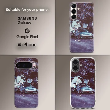 Anime JDM design featuring a dynamic character and car on phone case — Collage