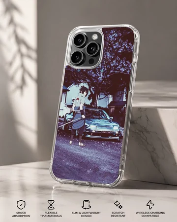 Anime JDM design featuring a dynamic character and car on phone case — Specs