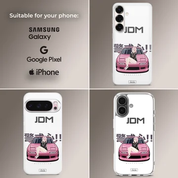 Anime JDM-themed phone case with dynamic car design — Collage