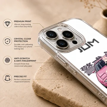 Anime JDM-themed phone case with dynamic car design — Info