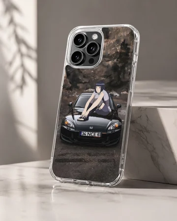 Anime JDM car design with character sitting on car phone case — Hero