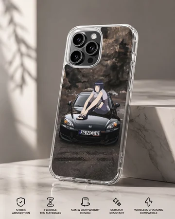 Anime JDM car design with character sitting on car phone case — Specs
